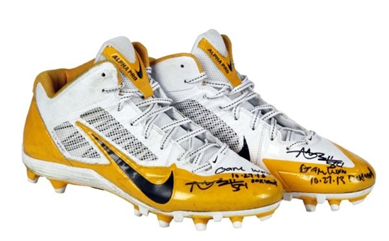 Antonio Brown Pittsburgh Steelers Game Used and Signed Cleats, 10-27-13 vs. Raiders (Brown LOA)